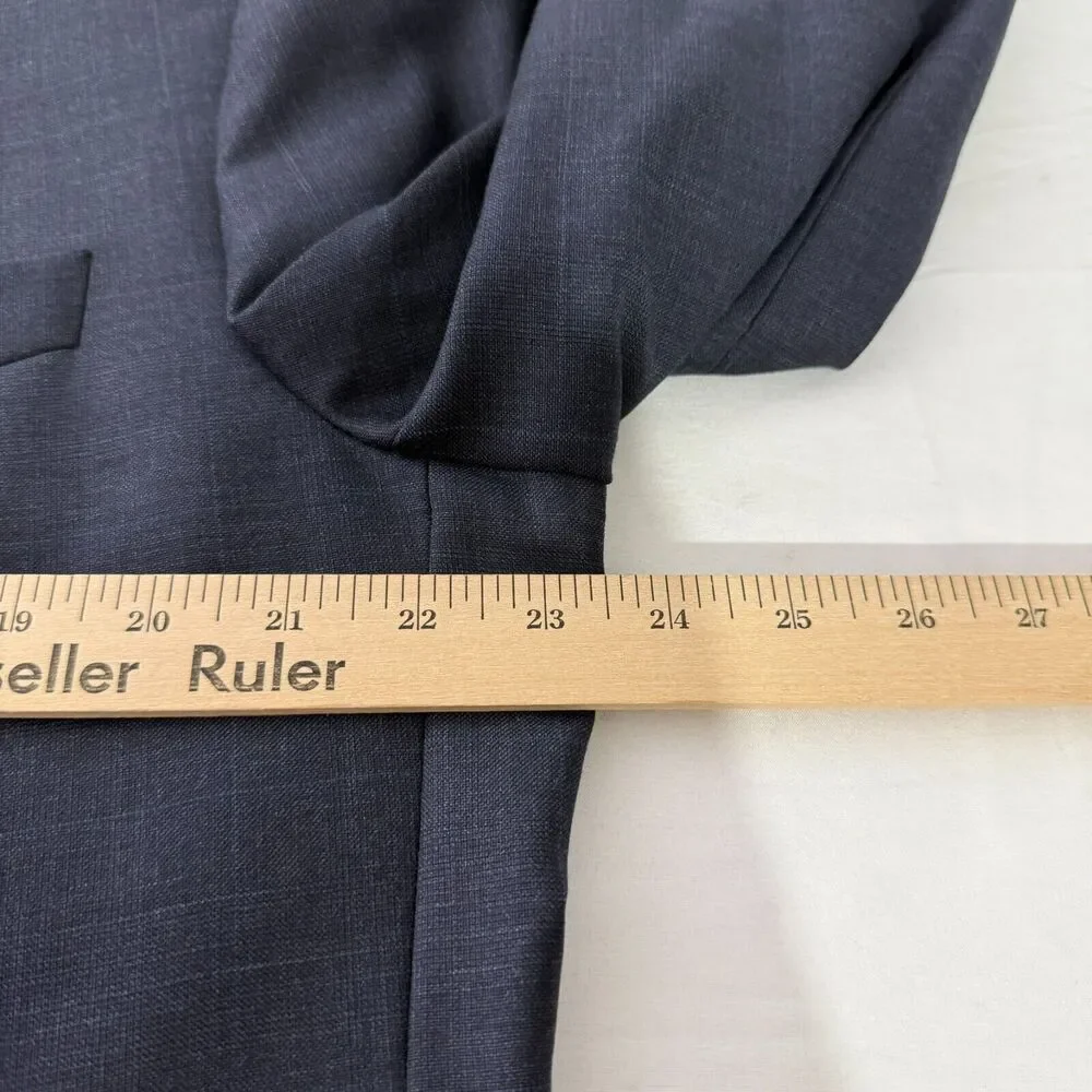 Ralph Lauren 44R Navy Wool Blazer Textured Sport Coat Tailored Fit Dapper Blazer